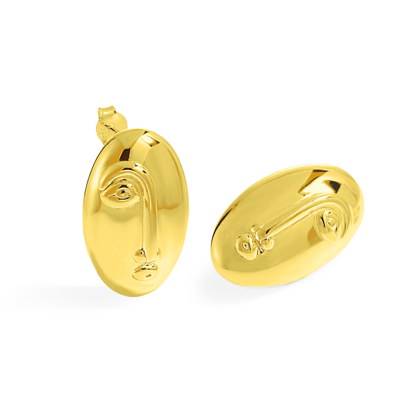 Women Fashion Jewelry Artistic 999 Pure Silver Huge Facial Oval Simple Portrait Electroforming Hollow Statement Earrings