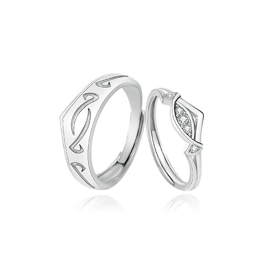 Fashion CZ Candy Pattern 925 Sterling Silver Adjustable Promise Ring