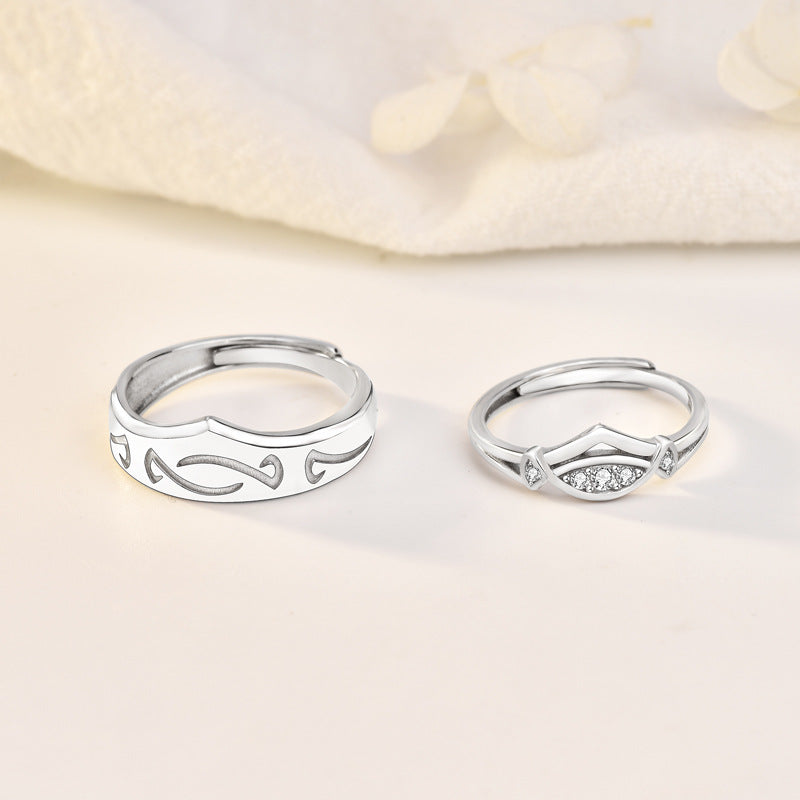 Fashion CZ Candy Pattern 925 Sterling Silver Adjustable Promise Ring