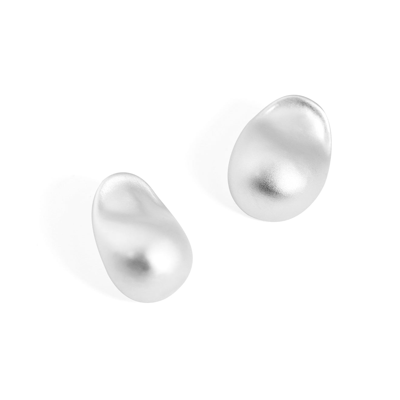 Chunky Jewelry Electroforming Women Geometry Irregular Oval S999 Sterling Silver Hypoallergenic Stud Extra Large Earrings