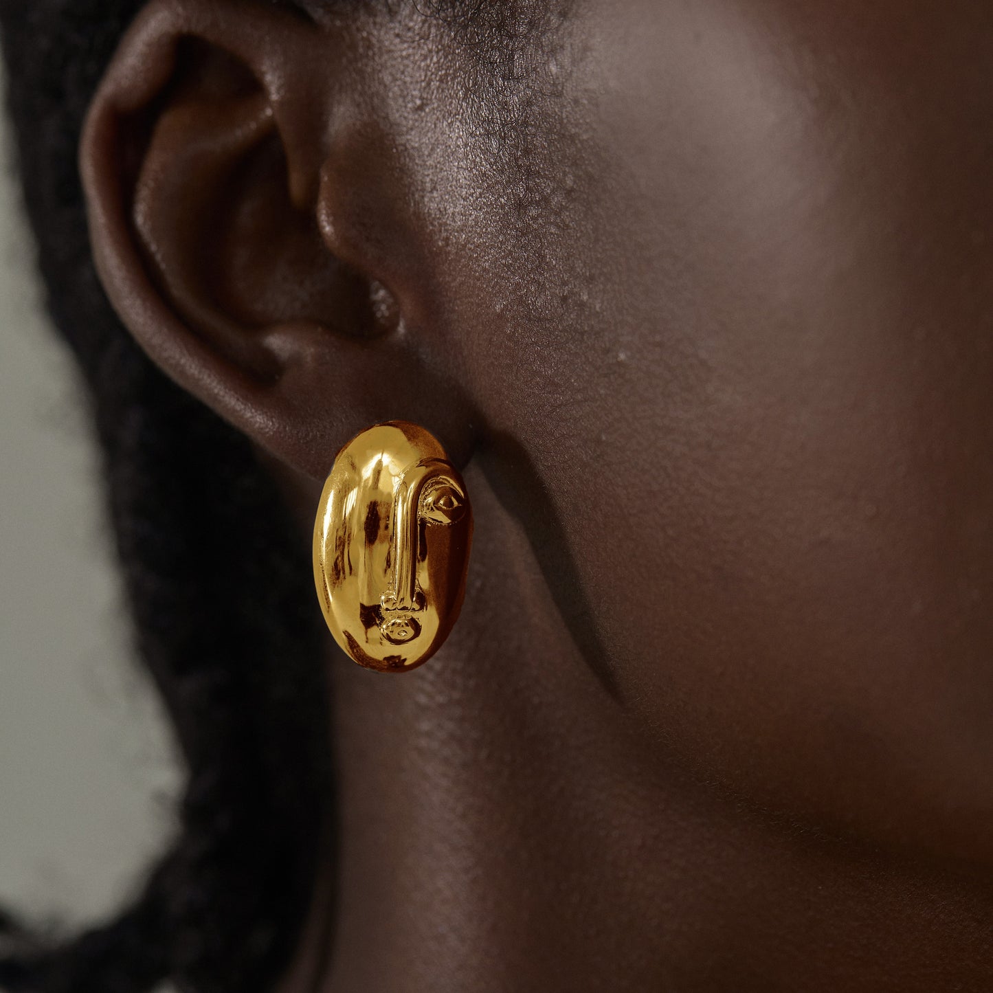 Women Fashion Jewelry Artistic 999 Pure Silver Huge Facial Oval Simple Portrait Electroforming Hollow Statement Earrings